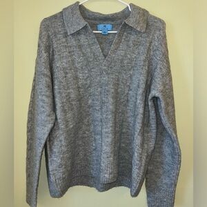 Grey Collared Knit Sweater